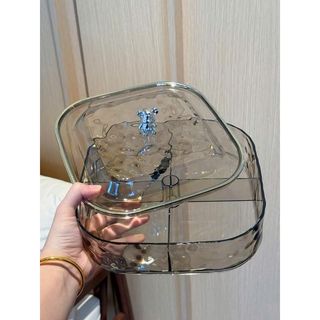 Khay Mứt Tết, Khay Đựng Bánh Kẹo Gấu Bear Mẫu Mới 2026, Họa Tiết Sóng Nước, Chia 4 Ngăn, Thiết Kế Sang Trọng