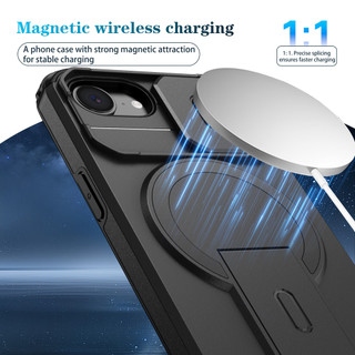 Dành Cho iphone 16E / 17E Ốp điện thoại Có Trượt Camera Nắp Từ Tính Chân Đế Chống Sốc Mỏng Vỏ