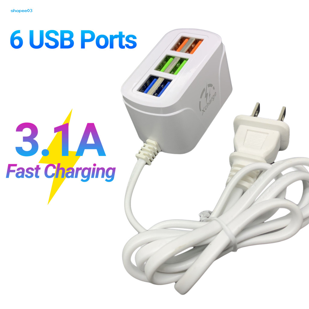 [Ky] Dải nguồn USB Cắm sạc nhanh đa chức năng Chơi 6 cổng USB Mini Ổ cắm mở rộng Bộ chia HUB cho văn phòng