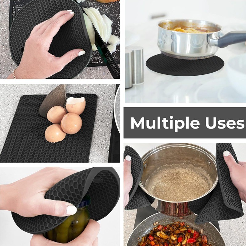 1 / 2 Cái Nhà Bếp Silicon Trivet Thảm Nồi Giá Đỡ / Chống Trượt Chịu Nhiệt Mặt Bàn Thảm