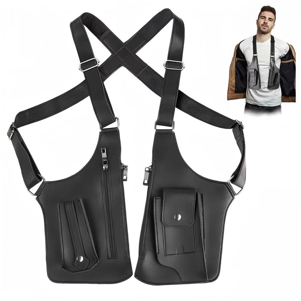 Túi đựng Vest lưu trữ FEDAOG, Túi đeo ngực bằng da che giấu, Túi đeo chéo đa năng chống trộm đeo vai nách ẩn đa chức năng chống trộm