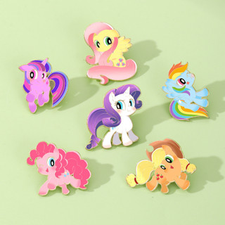6 Cái / bộ My Little Pony Trâm Cài Huy Hiệu Kim Loại Dễ Thương Học Sinh Túi Chống chói Khóa Trang Trí Pin
