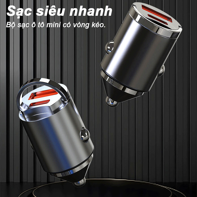 Tẩu Sạc Nhanh Ô Tô 100W – 1 Cổng USB & Type-C, Sạc Siêu Tốc, Thiết Kế Kim Loại Sang Trọng, Bền Bỉ