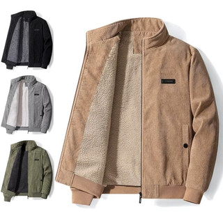 Áo khoác nam phong cách Harajuku Nhật Bản, chất liệu cotton và lông cừu dày, phù hợp cho mùa lạnh