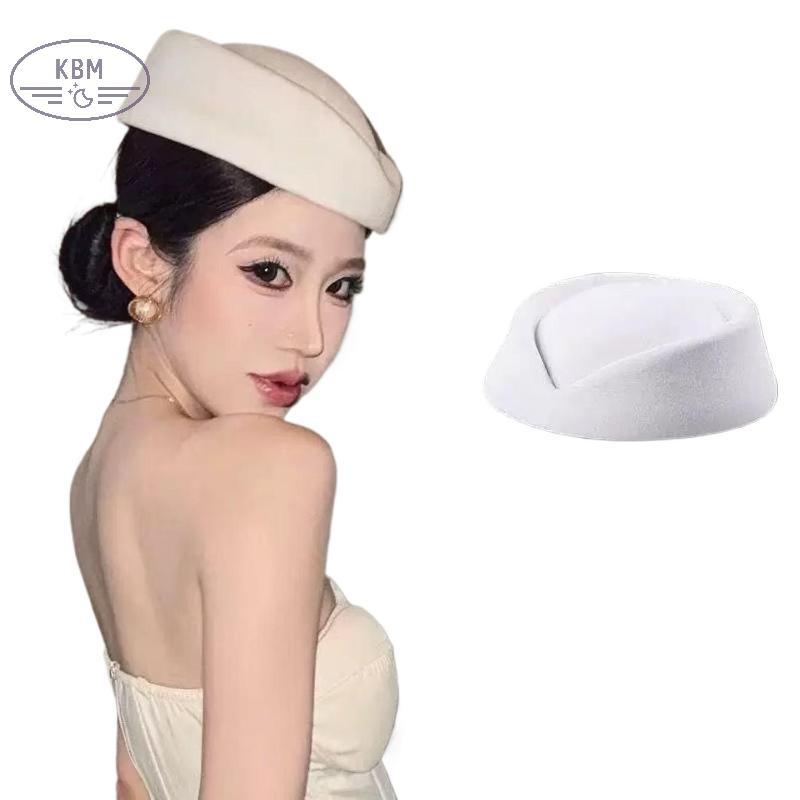 KBM Mũ nồi Vintage phong cách tiếp viên, mũ flat top phụ kiện tóc FSSG