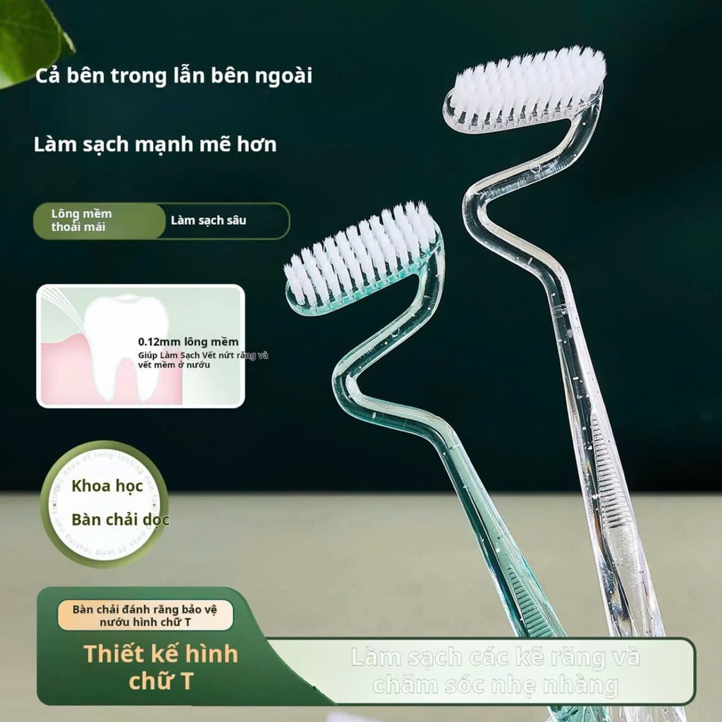 Set 4 Bàn chải đánh răng hình chữ S Bàn chải làm sạch cong hình chữ S sáng tạo
