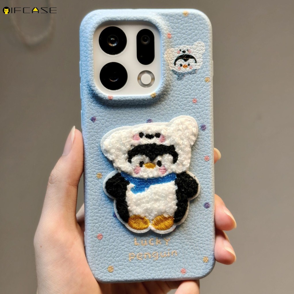 Dành Cho OnePlus 15 Ace 6 5 3 2 Pro 2V OnePlus15 OnePlusAce6 Ốp Điện Thoại 3D Sang Trọng Thêu Chim Cánh Cụt Chó Con Lợn Mùa Đông Hoạt Hình Dễ Thương Vỏ Mềm Ốp Lưng