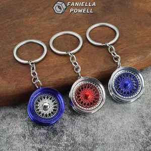 Móc khóa kim loại FANIELLAPOWELL, Mặt dây chuyền Mô phỏng sáng tạo Phụ tùng ô tô Móc khóa, Quà tặng Vòng chìa khóa Bánh xe trung tâm Giá đỡ chìa khóa ô tô