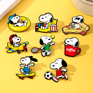 8 Cái / bộ Hoạt Hình Snoopy Chó Kim Loại Trang Trí Thổ Cẩm Hợp Kim Dễ Thương Pin Chống chói Khóa Huy Hiệu