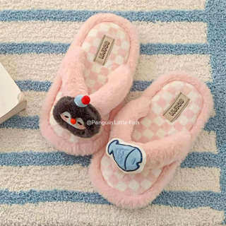 XIXITIAO Dép Cotton Nữ Sang Trọng Thu Đông Thời Trang Thoải Mái Hoạt Hình Dễ Thương Nhà Ngoài Trời