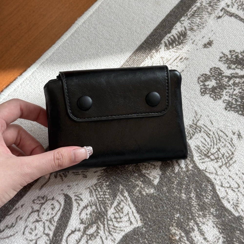 Túi đựng tiền HOBBYIN, Ví nữ có dây kéo ngắn nhiều thẻ, Thẻ kinh doanh bằng da PU mềm Hàn Quốc Túi đựng thẻ cổ điển