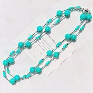 [N1171] Vòng Cổ, Dây Chuyền Ngọc Nhân Tạo Đá Khoá Nam Châm Cao Cấp Xanh tiffany Dài 90cm - Daisyn.