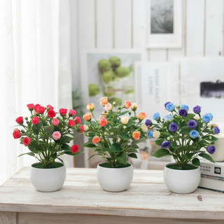 Chậu Hoa Hồng Giả Mini Trang Trí Để Bàn Cây Cảnh Decor Nhà Cửa Bông Lụa Cao Cấp Trưng Bày Văn Phòng Kệ Sách Đạo Cụ Chụp Ảnh Phong Cách Bắc Âu Hiện Đại Bonsai Nhỏ Màu Sắc Tươi Sáng Kèm Chậu Nhựa Trắng Bền Đẹp Xinh Xắn