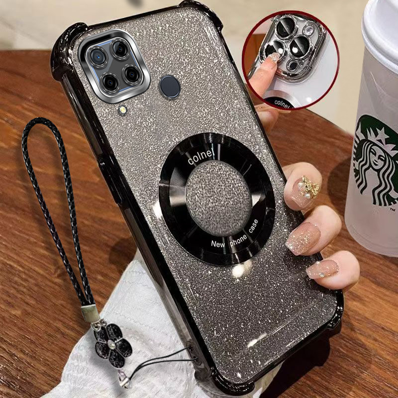 Vỏ Thời Trang Cho Realme C15 C12 C25 C25S C21 C21Y C25Y Narzo 20 30A Vỏ Điện Thoại Silicon MỚI Bảo Vệ Bốn Góc Có Dây Buộc Miễn Phí Cho Bé Gái Phụ Nữ