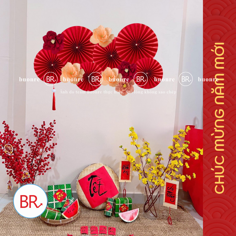 Set nguyên liệu trang trí mẹt Đón Xuân Bảo Lộc-Mẹt tết treo tường,Phụ kiện decor Tết 2026 ANGIHOME