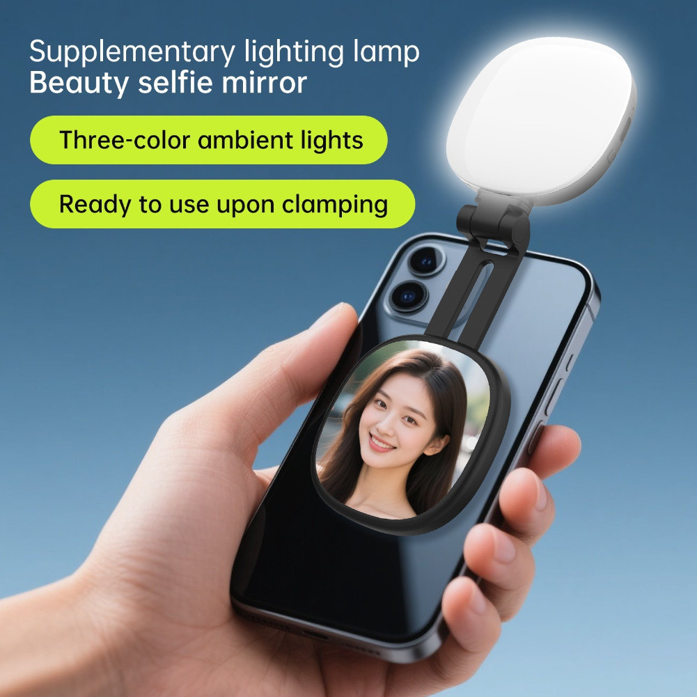 Đèn Selfie điện thoại từ tính INOVAGEN, 3 chế độ có thể điều chỉnh độ sáng, 360° Vòng Selfie LED lấp đầy ánh sáng có gương để chụp ảnh tự sướng, Vlog