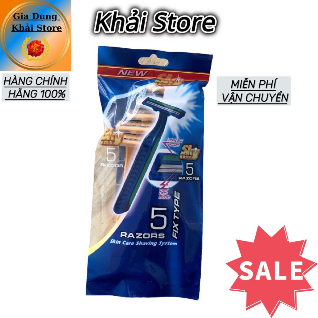 Ship từ HCM - Dao Cạo Râu 2 lưỡi ( Bịch 5 cây) – Cạo Sạch Sâu, Tay Cầm Tiện Dụng, Thích Hợp Du Lịch