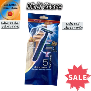Ship từ HCM - Dao Cạo Râu 2 lưỡi ( Bịch 5 cây) – Cạo Sạch Sâu, Tay Cầm Tiện Dụng, Thích Hợp Du Lịch