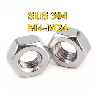 (Sợi mịn bằng thép không gỉ 304, đai ốc lục giác răng nhỏ, đai ốc ren mịn M4M5M6M8M10M12 ~ M24