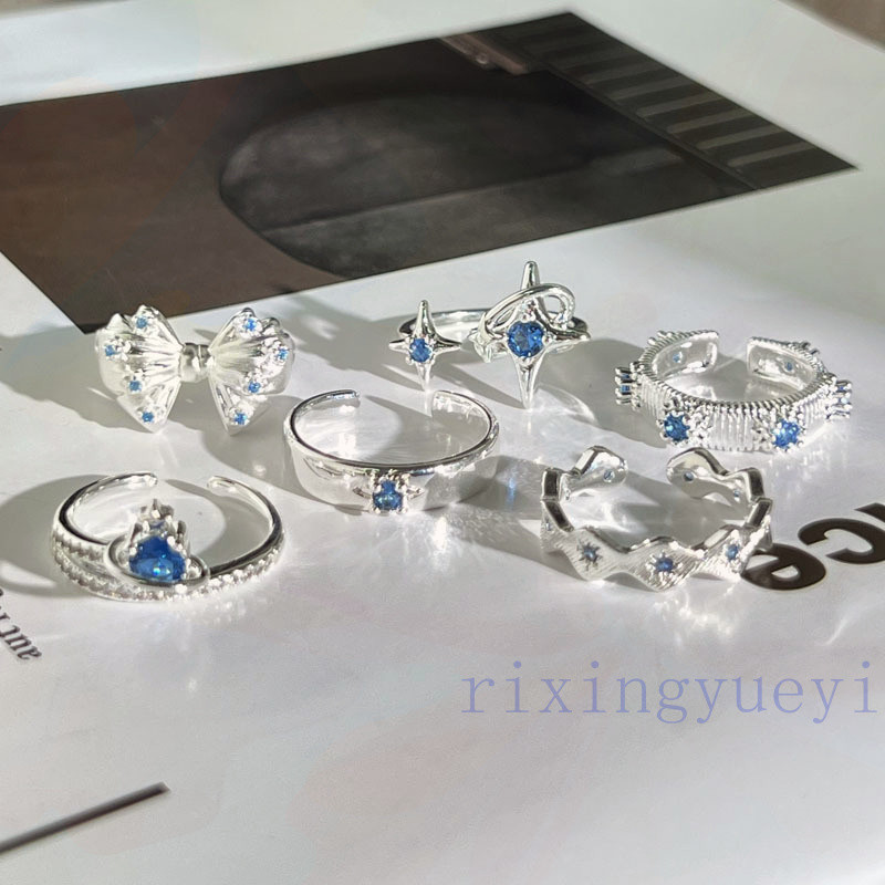 [RYX] Nhẫn Nơ Nữ Bầu Trời Đầy Sao Xanh Series Nhẫn Hành Tinh Thời Trang & Ngọt Ngào
