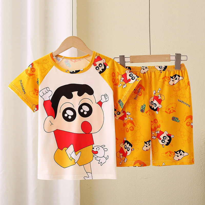 Bộ đồ ngủ trẻ em mùa hè Bộ đồ mặc nhà bé trai bé gái Bộ đồ ngủ ngắn tay hoạt hình Quần áo trẻ em Bộ đồ ngủ bé gái Bộ đồ ngủ cỡ lớn vừa Quần áo điều hòa không khí cho trẻ em