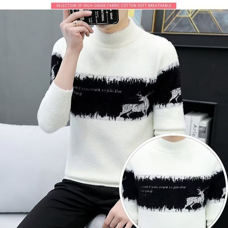 Áo len đan nhiệt nam Áo chui đầu cổ cao mềm mại và thoải mái