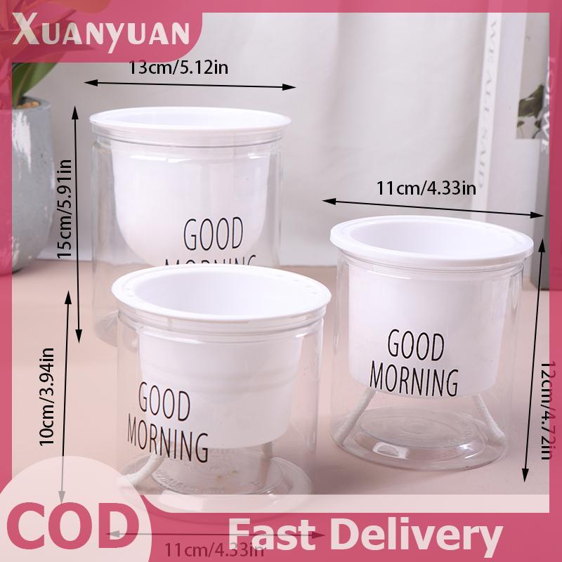XUAN Lười Thủy Canh Chậu Hoa Tự Động Hút Nước Trong Suốt Hai Lớp Nhựa Tự Tưới Cây Văn Phòng VN