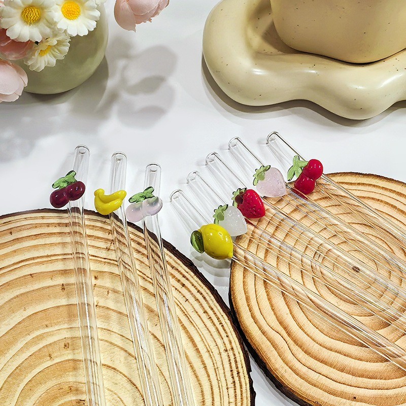 Ống Hút Thủy Tinh Hình Trái Cây Decor Cute Nhiều Mẫu – Dễ Rửa, Tái Sử Dụng, Bảo Vệ Môi Trường