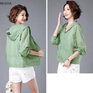 Áo khoác chống nắng nữ Misa dài tay có mũ trùm đầu phù hợp Áo khoác mỏng thoáng khí