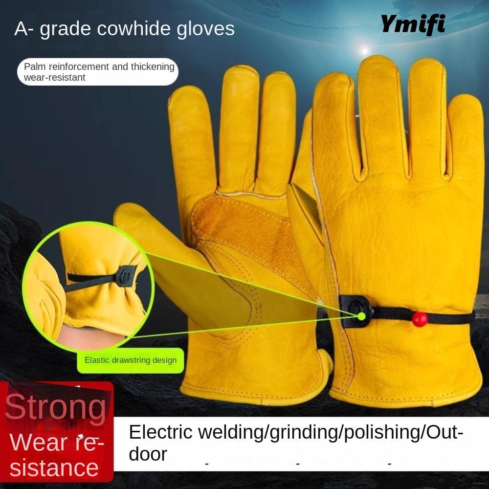 YMIFI 1 Đôi Găng Tay Da Bò, Găng Tay Hàn Vàng Chịu Nhiệt, Bền Đẹp Cho Máy Hàn TIG Tiếp Liệu Găng Tay Làm Việc Chống Cháy Nơi Làm Việc