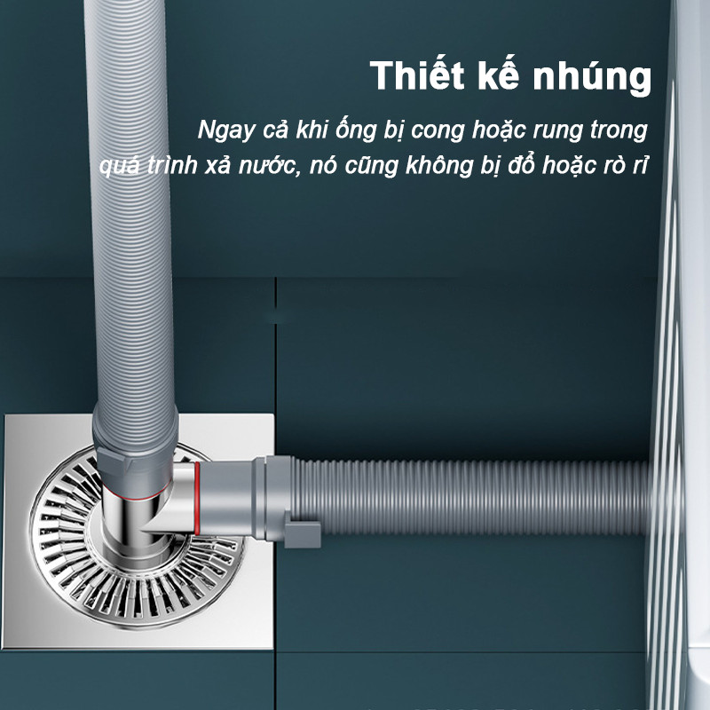 Nắp Ống Xả Máy Giặt- Ngăn Mùi Chống Tràn Đầu Nối Ống Nước 90 Độ Lắp Ga Thoát Sàn Chất Liệu Nhựa ABS 2in1