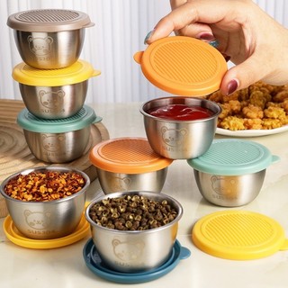 1 / 3 / 6 Cái Hộp Đựng Salad Inox 304 - Cốc Nước Sốt Di Động Nhà Bếp Sắp Xếp