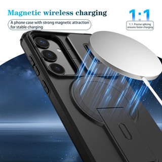 Dành Cho Samsung Galaxy S25 Plus / S24 FE Ốp điện thoại Có Trượt Camera Nắp Từ Tính Mặt Sau Chân Đế Chống Sốc Mỏng Bao