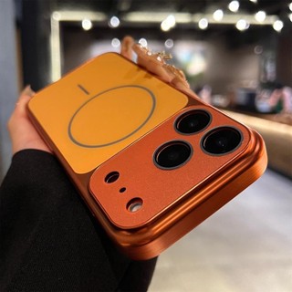 Ốp điện thoại từ tính mặt sau kim loại AG cao cấp cho IPhone 17 Pro Max 16 15 14 13 Pro Max Vỏ Acrylic chải cạnh mềm bảo vệ camera Vỏ chống sốc