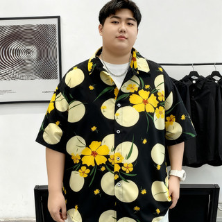 Áo sơ mi nam plus size họa tiết sọc, phong cách Hawai, oversize thoải mái