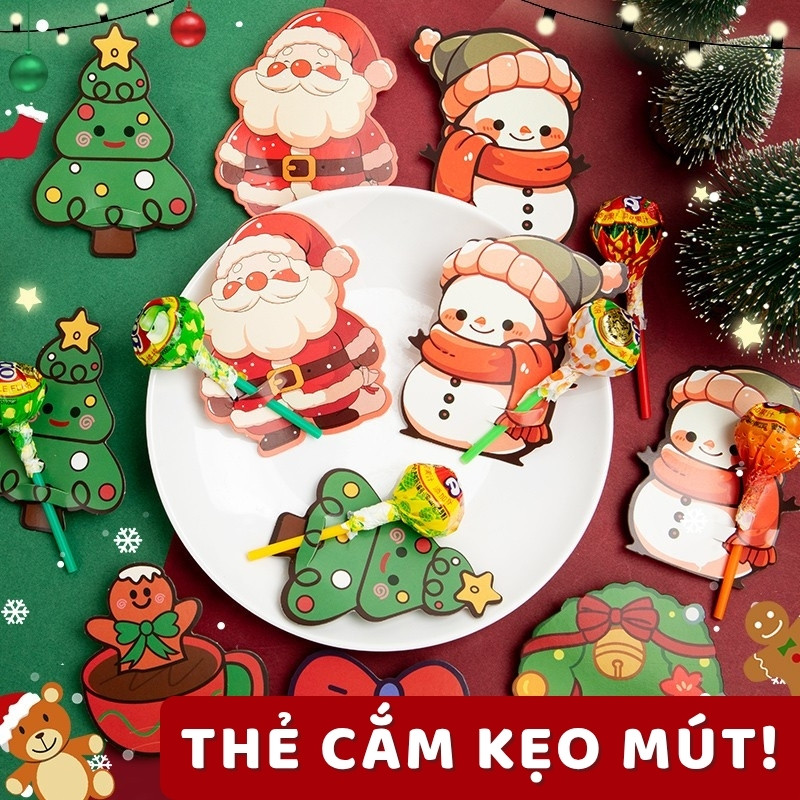 Thẻ Cài Kẹo Mút Giáng Sinh Cho Bé – Combo Đồ Trang Trí Noel Ngày Lễ Siêu Xinh Làm Quà Tặng Cho Bé