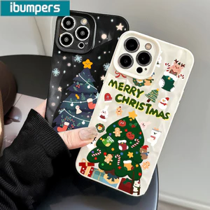 Ibumpers Ốp Điện Thoại Tối Giản Họa Tiết Cây Giáng Sinh Silicon Mềm Cao Cấp Chống Sốc Cho iPhone 11 12 13 14 15 16 17 Pro Max IP 7 8 Plus Iphon X XS XR Xs max