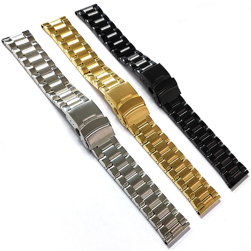 Bán Chắc Chắn Thép Không Gỉ Dây Đeo Đồng Hồ 20 Mm 22 Mm 24 Mm Dây Đeo Đồng Hồ Vàng Đen Bạc 3 Hạt Diver Lặn Tổng Thống Đồng Hồ Vòng Tay Nam Nữ