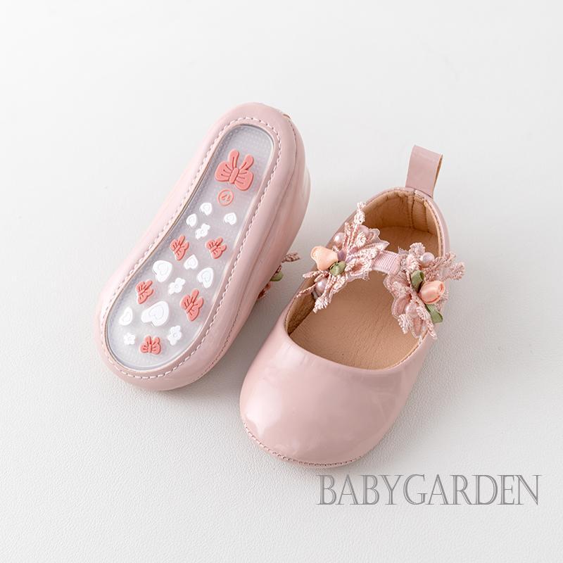 Giày PU chống trượt cho trẻ sơ sinh bé gái hoa cao cấp First Walker