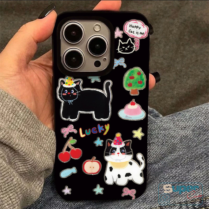 Ốp Lưng Tương Thích Cho IPhone 17 15 13 11 16 14 12 Pro Max Air 17 13 12 16 15 14 Pro 6s 7 8 16 15 14 6 Plus XR XS Max SE 2020 Hoạt Hình Mèo Con Dễ Thương Thời Trang Denim Bìa mềm