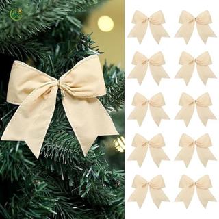 ⭐GROUS⭐10 Pieces Velvet Bow Set for Rustic Christmas Wreath and Tree Holiday Decoration