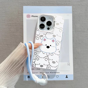 ốp lưng iphone Dây đeo chó màu trắng Cho Iphone 17 Iphone 7 xs xr 11 12 13 14 15 16 Pro Max Plus