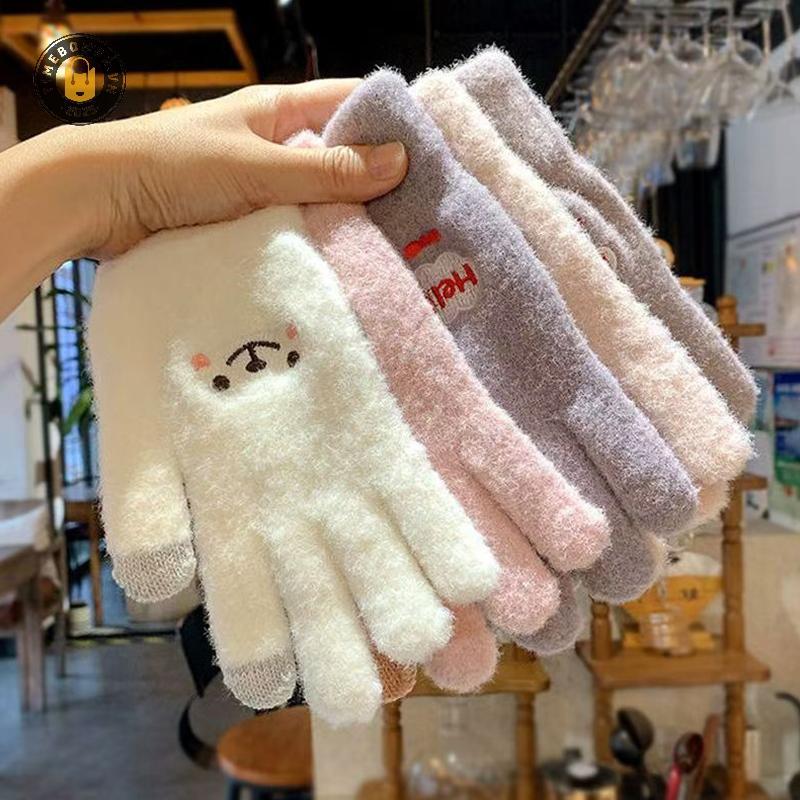 Găng tay nhung chồn nữ mùa đông, chống lạnh, ấm áp, dùng được trên màn hình cảm ứng, tiện lợi khi đi xe đạp.