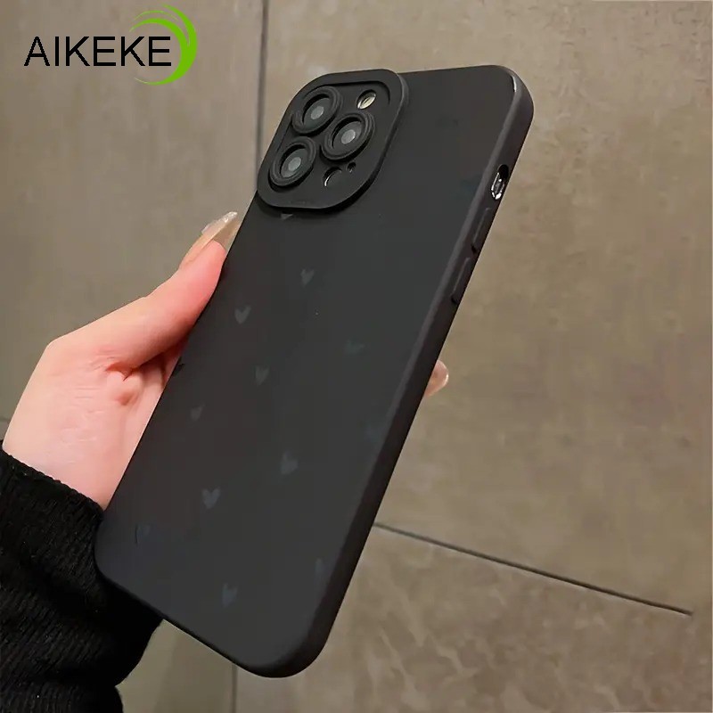 Ốp Điện Thoại Trái Tim Đen Đơn Giản Cho OPPO Find X8 Pro X7 Ultra X6 X5 Pro X3 Neo X2 Pro Lite Reno 2 Z 2F 2Z 5G 4G Ốp Lưng Màu Trơn Bảo Vệ Camera Vỏ Mềm Chống Rơi