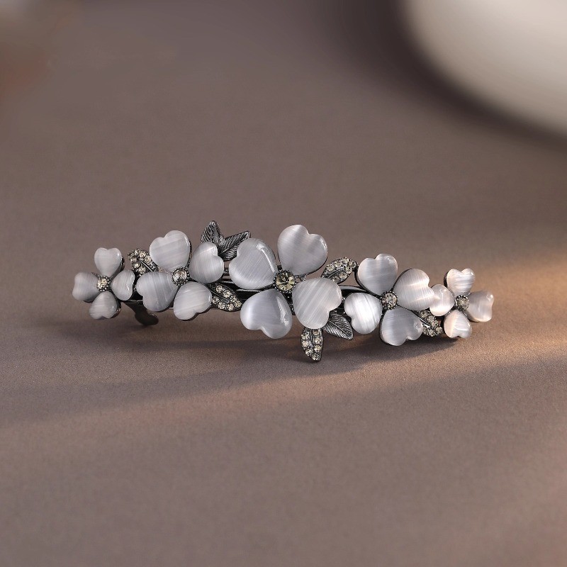 Kẹp tóc Opal Mắt Sao Sáng với Kim Cương Giả - Phong Cách Thanh Lịch Cho Mái Tóc Phía Sau