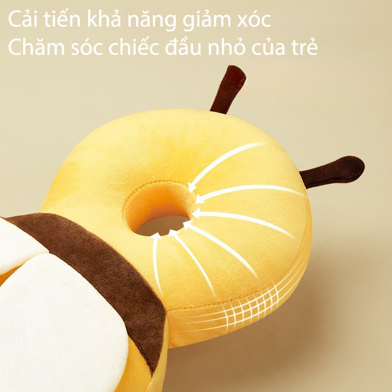 Gối Tập Đi Cho Bé Cỡ Lớn 36cm, Bảo Vệ Đầu Và Lưng Chống Ngã Hiệu Quả, An Toàn Cho Bé Tập Bò Tập Đi, Có Quai Đeo Êm Ái