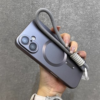 (Có Dây Buộc) Cho iPhone17 16 Pro Max 15 14 11 12 13 Pro Max Plus Vỏ Matte Từ Tính Full Camera Ống Kính Phim Bảo Vệ Thẩm Mỹ Mềm Chống Sốc Silicon