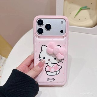 Ốp Điện Thoại Thích Hợp Cho iPhone 11 12 13 14 15 16 17 Pro max Plus Air Cartoon Màu Hồng Dễ Thương Nơ Ba Chiều kt Cat Vỏ Bảo Vệ Chống Sốc Bao Gồm Tất Cả GNIQ