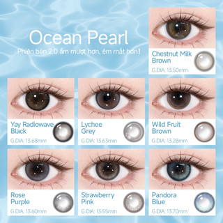 Kính áp tròng màu Kilala - Nâu Chestnut Milk Brown/ Xám Lychee Grey/ Xanh Pandora Blue lens cận 6 tháng DIA 14.2mm có độ (0-7)  Ocean Pearl Collection[Giá 1 chiếc lens ]