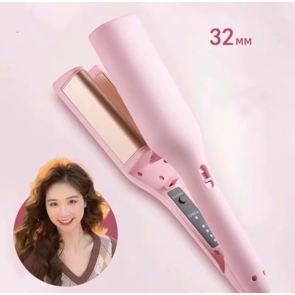Máy Uốn Tóc Xoăn Sóng Nước Hippie 32mm Chất Liệu Gốm Sứ Ceramic Cao Cấp 2 Trục Máy Làm Xoăn Tóc - U2